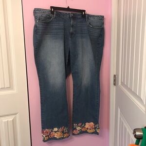 Driftwood floral embroidered jeans plus size 26W